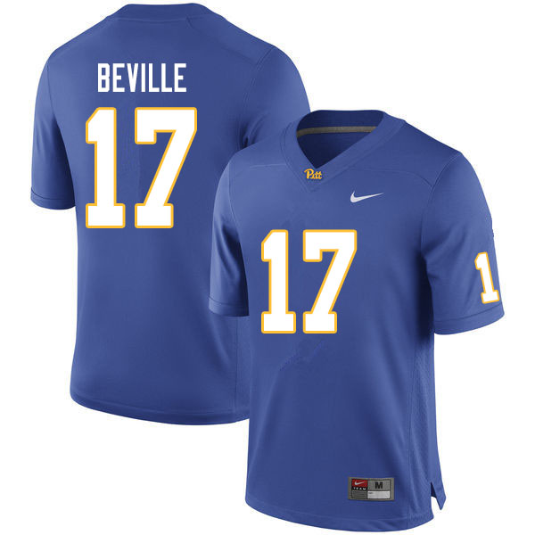 Men #17 Davis Beville Pitt Panthers College Football Jerseys Sale-Royal